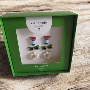 Kate Spade New York x Target Mixed Novelty Stud Earrings 3pk - Green/Blue/White